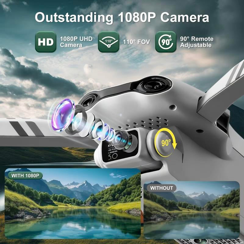 Aerial Drone 2025 F10 Pro with 4K UHD EIS Camera GPS 5G Wifi FPV Brushless Motors Optical Flow Smart Obstacle Avoidance Auto Return 360° Stunt Roll Dual Batteries